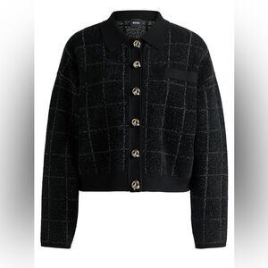 BOSS CROPPED JACKET IN SPARKLE TWEED WITH TWO TONE BUTTONS SIZE L